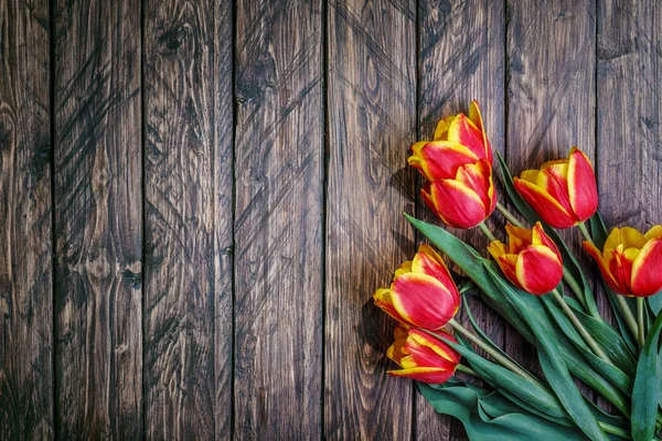 Flores tulipanes en la madera —  Fotos de Stock