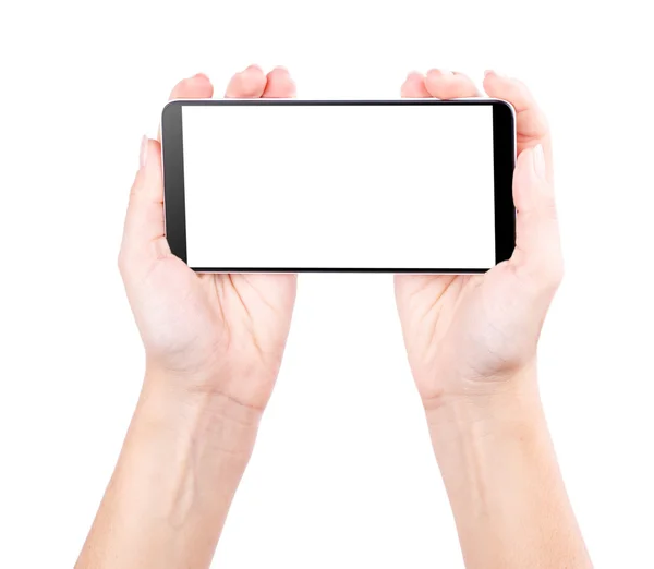 Hand smartphone isolated on white background Stock Photo