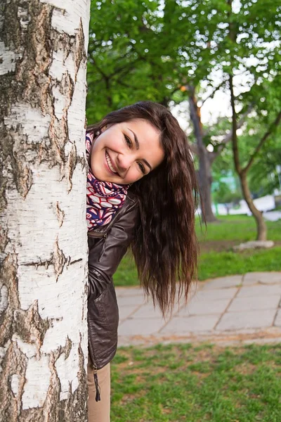 Girl birch — Stock Photo, Image