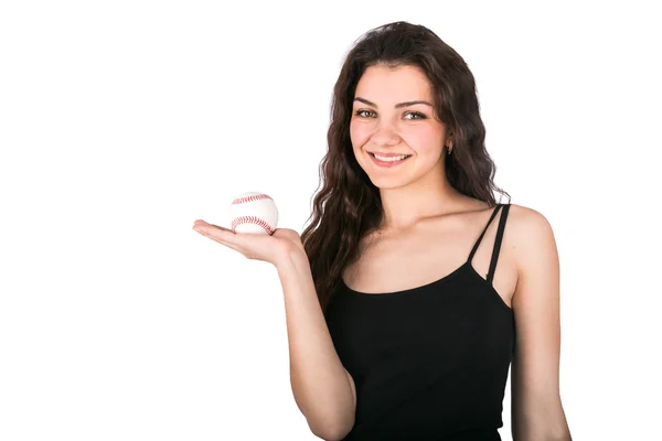 Woman baseball ball — Stock Photo, Image