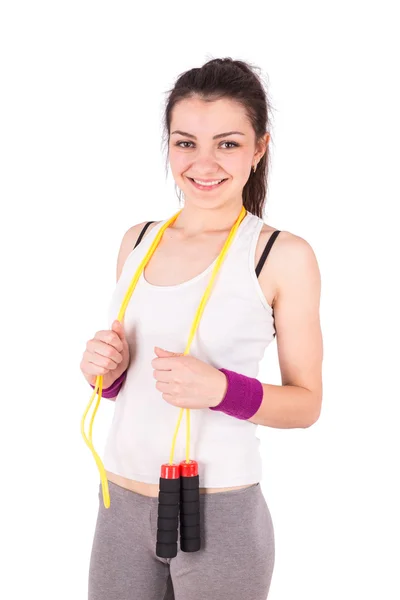 Woman aerobics rope — Stock Photo, Image