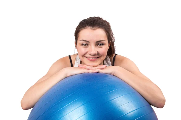 Kobieta aerobik piłka — Zdjęcie stockowe