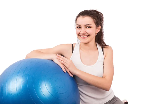 Woman aerobics ball — Stock Photo, Image