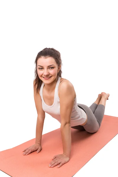 Vrouw aerobics mat — Stockfoto