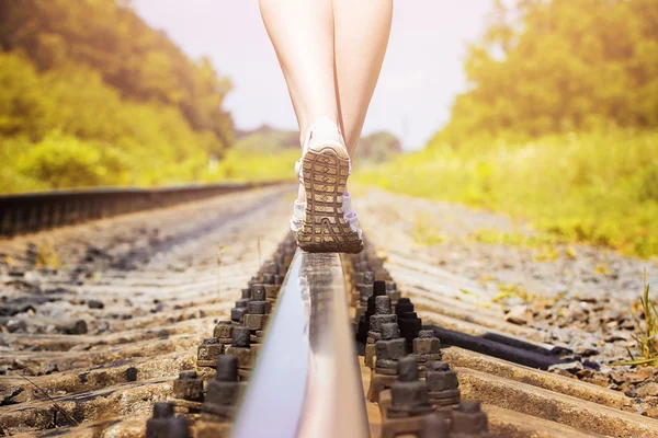 Ferrocarriles pies — Foto de Stock