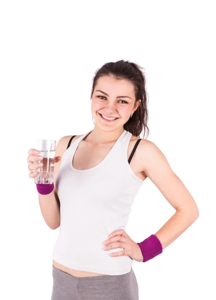 Woman a glass of water aerobics — Stock Photo, Image