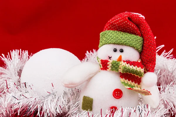 Kerstmis bal sneeuwpop klatergoud — Stockfoto