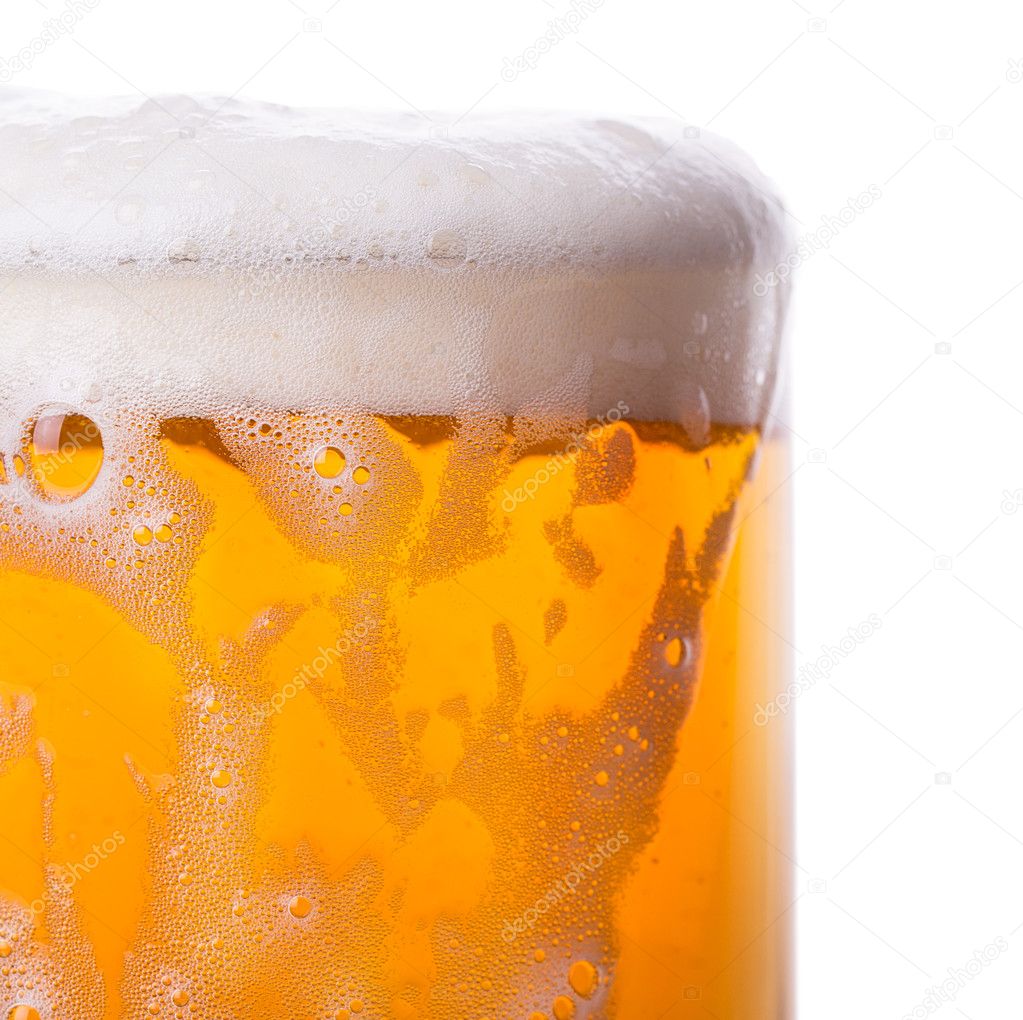 glass of beer foam