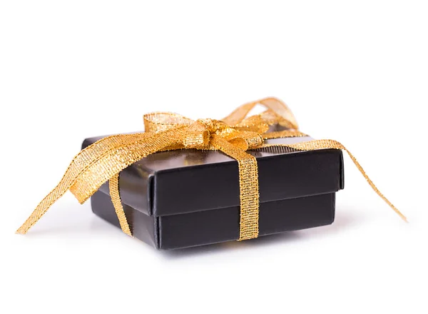 Gift box bow black yellow — Stock Photo, Image