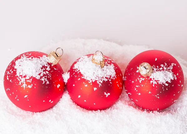 Three Christmas ball snow — Stock Photo, Image
