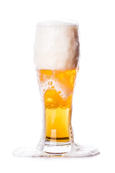 Glass of beer with foam — Stock Photo, Image