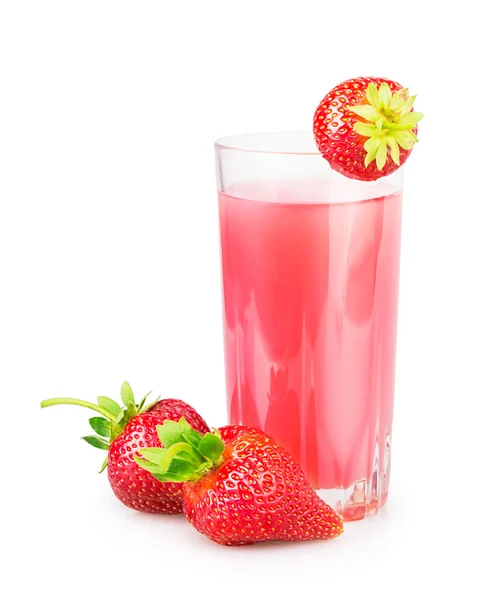 Succo di fragola in vetro — Foto Stock