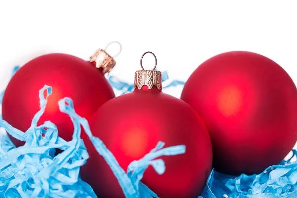 Three red Christmas balls — Stock Photo, Image