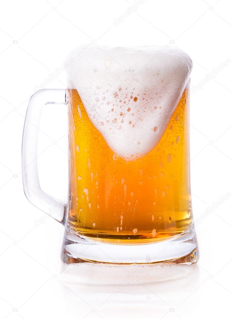 Glass of beer with foam