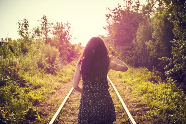 รถไฟหญิงสาว — ภาพถ่ายสต็อก