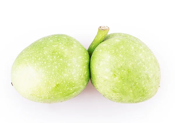 Two green walnuts — Stock Photo, Image