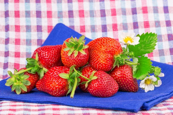 Aardbeien op een servet in close-up — Stockfoto