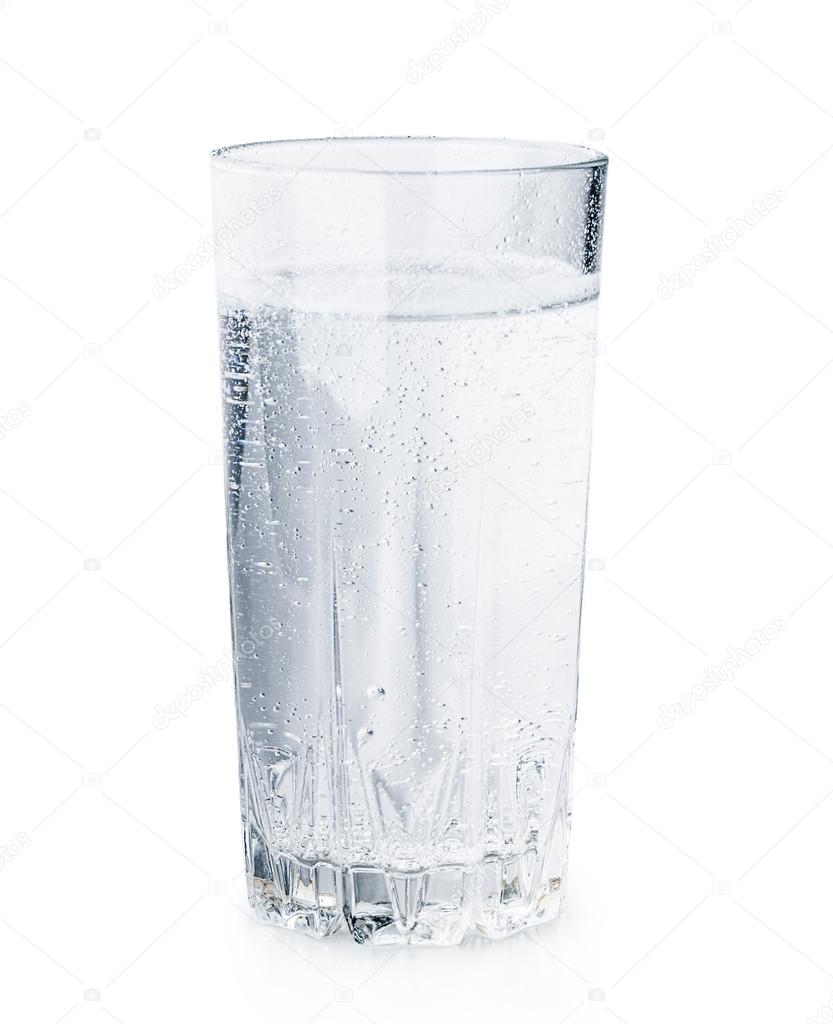 Glass of mineral water bubbles