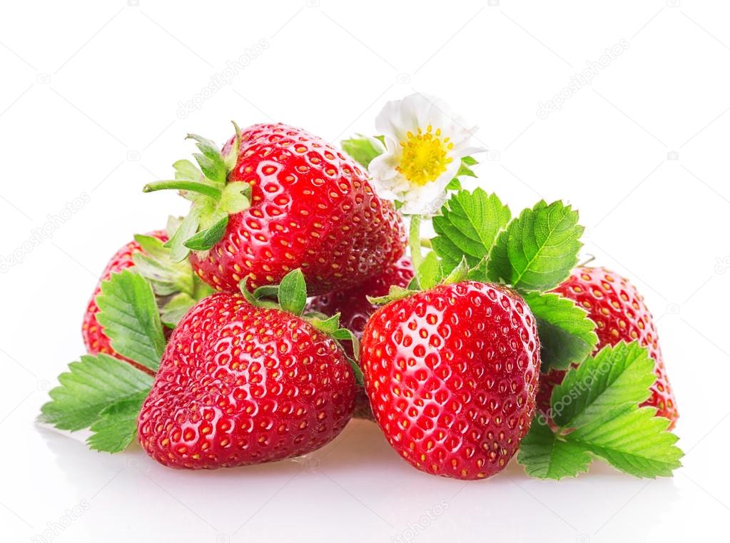 Group of strawberries on white background