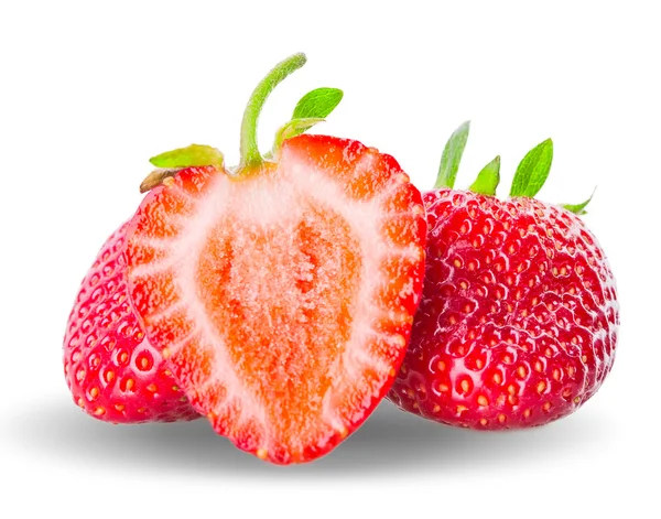 तीन स्ट्रॉबेरी स्लीस अर्धा — स्टॉक फोटो, इमेज