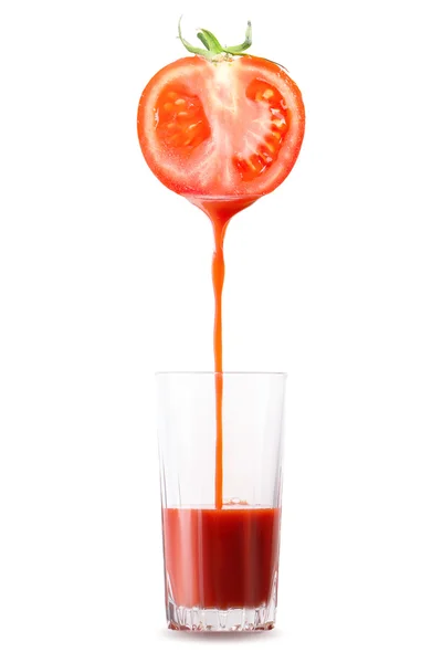 Jus de tomate verser — Photo