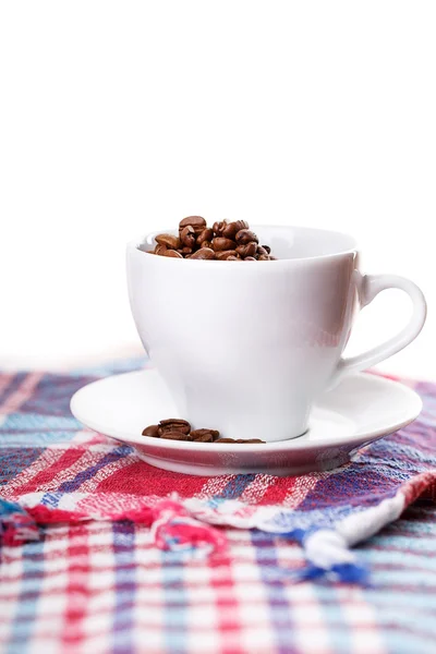 하얀 찻잔 차 커피 격자 무늬 — 스톡 사진