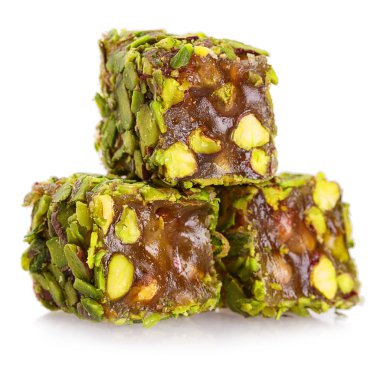 Türk lokumu üzerinde beyaz izole