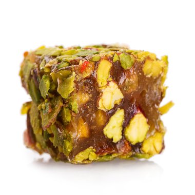 Türk lokumu üzerinde beyaz izole