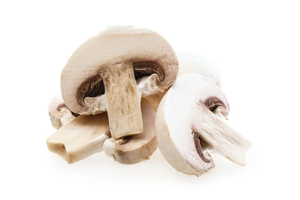 Champinhons cogumelos Isolados em branco — Fotografia de Stock