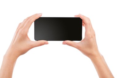 el smartphone göl kenarında