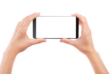 el smartphone göl kenarında