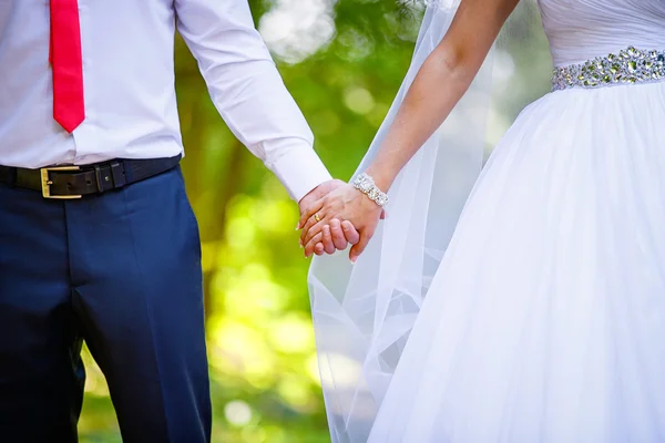 Marido noivo mãos segurar — Fotografia de Stock