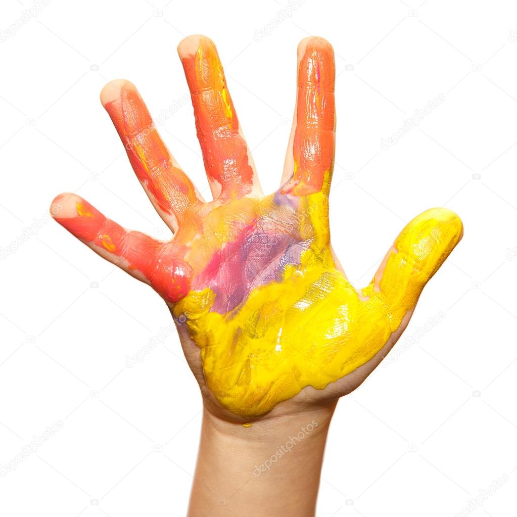 Children hand paint