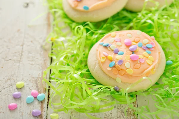 Biscotti pasquali pastello con spruzzi colorati — Foto Stock