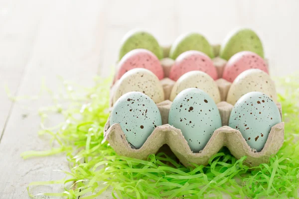 Easter background with pastel colorful eggs — Stock Photo, Image