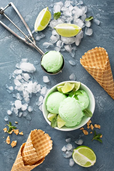 Green refreshing lime ice cream