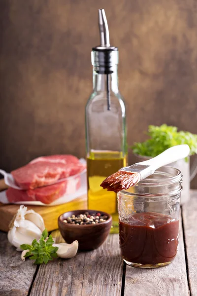 Barbeque sauce in a jar — Stock Photo, Image