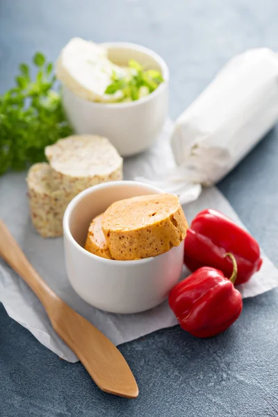 Compound butters with herbs — Stock Photo, Image
