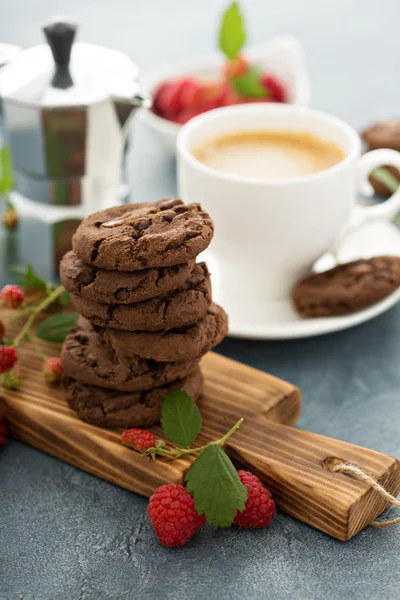 Cookies de chocolate com café — Fotografia de Stock