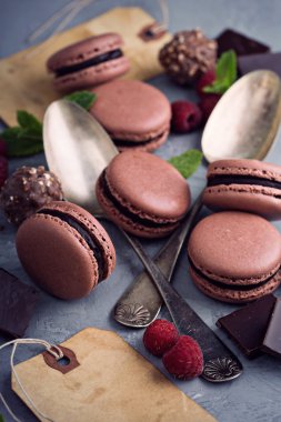 Ganache dolgulu çikolata Fransız macarons
