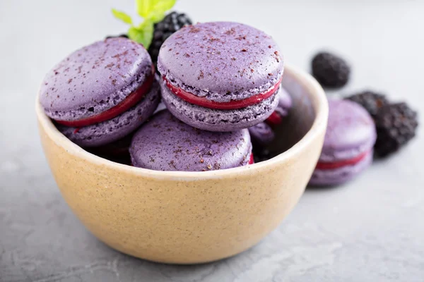 Macarons franceses em uma mesa cinza — Fotografia de Stock