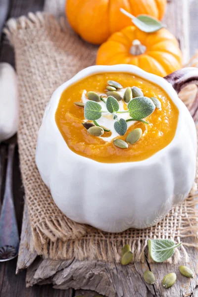 Kürbissuppe in einer Schüssel — Stockfoto