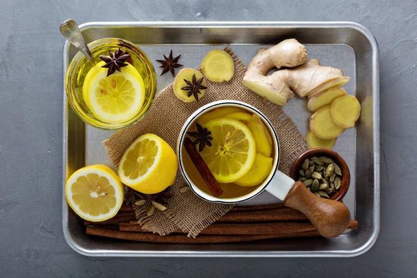 Ginger tea with lemon — Stock Photo, Image