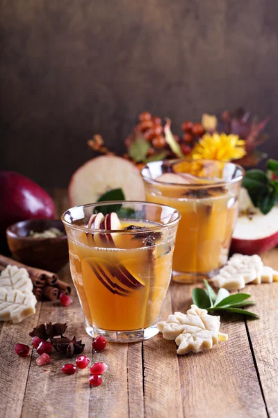 Warm apple cider with spices — Stock Photo, Image