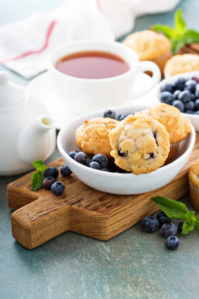 Blueberry muffins in een kom — Stockfoto