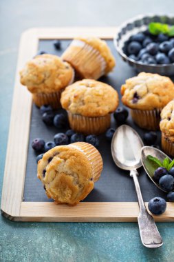 Blueberry muffins bir tepsi