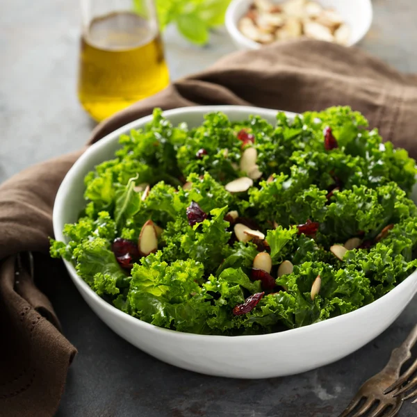 Fräsch frisk sallad med grönkål och tranbär — Stockfoto