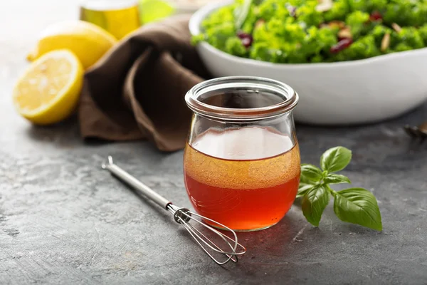 Homemade vinaigrette with raspberry — Stock Photo, Image