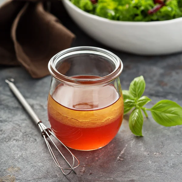 Homemade vinaigrette with raspberry — Stock Photo, Image