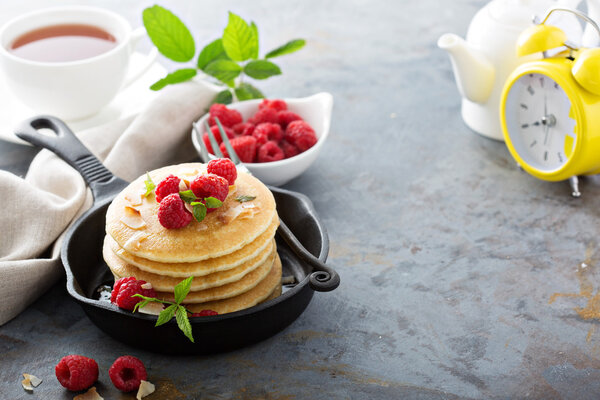 Stack of fluffy buttermilk pancakes